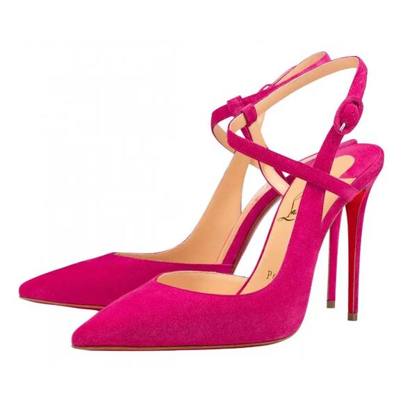 Christian Louboutin Jenlove 100 Grenat Pink Ankle Strap Pointed Heel Pump 40